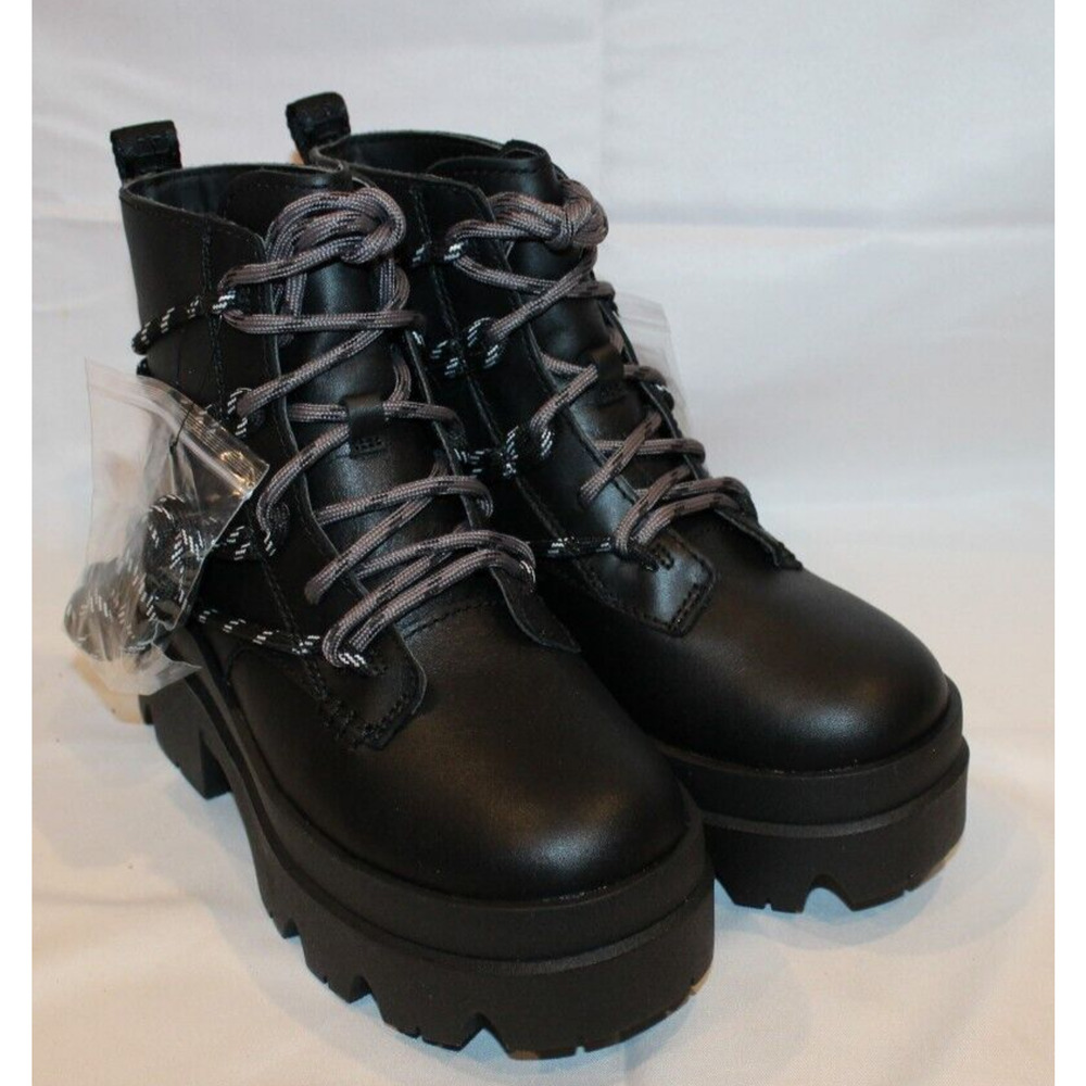 UGG WOMEN'S BRISBANE SUEDE LACE‎ UP PLATFORM WATERPROOF BOOTS BLACK NEW - Picture 4 of 10